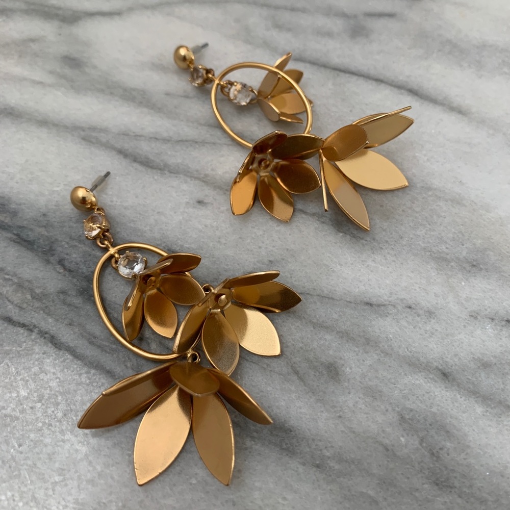 J.Crew Medal Flower Drop Earrings Gold